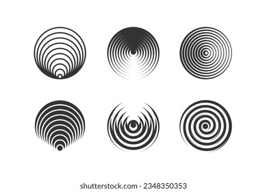 Abstract op-art element. Geometric elements for your project. Abstract futuristic geometric shape from black and white circles.