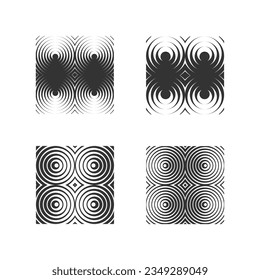 Abstract op-art element. Geometric elements for your project. Abstract futuristic geometric shape from black and white circles.