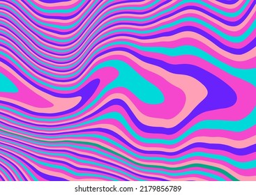 Abstract op-art trippy background with warped acid neon lines.
