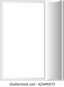 Abstract open book with blank white paper page mockup design template