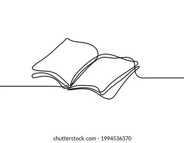 Resumen libro abierto como dibujo de línea sobre fondo blanco. Vector