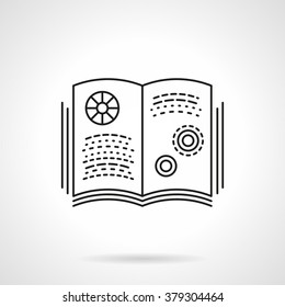 Abstract open book on physics or astronomy. Science and education. Science Library. Vector icon flat thin line style. Element for web design, business, mobile app. 