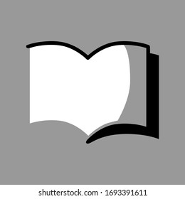 Abstract open book symbol on gray backdrop. Design element