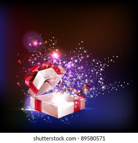 Abstract Open explore gift with stars vector background