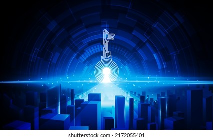 Abstract open Key Door Light out business digital city Hitech communication concept innovation background, vector design