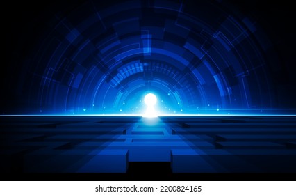 Abstract open Key Door Light out business digital the maze Hitech communication concept innovation background, vector design