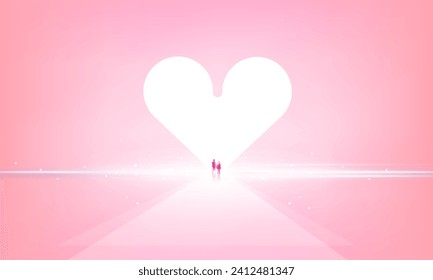 Abstract open Key Door Light of valentine's day neon heart business digital city Hitech communication concept innovation background, vector design, romance, technology