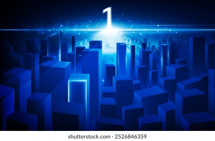 Abstractas puerta de llave abierta Luz de la ciudad de negocios Hitech concepto de comunicación de innovación de fondo, diseño de Vector