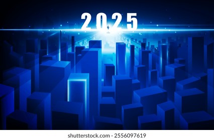 Abstract open Key Door Light out 2025 city business Light out success background Hitech communication concept innovation background, vector design