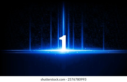 Abstract open Key Door open Light Number 1 out business digital city Hitech communication concept innovation background, vector design