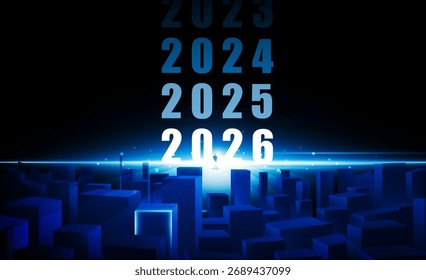 Abstractas abierto Key Door Light out 2026 city business Fondo de éxito de luz Fondo de innovación de concepto de comunicación Hitech, diseño de Vector