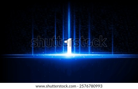 Abstract open Key Door open Light Number 1 out business digital city Hitech communication concept innovation background, vector design