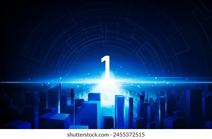 Abstractas abierto número 1 Key Door Light out negocios ciudad digital Hitech concepto de comunicación innovación fondo, diseño de Vector