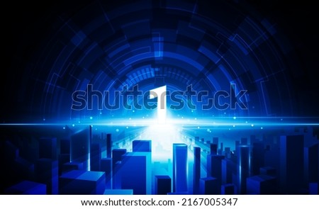 Abstract open number 1 Key Door Light out business digital city Hitech communication concept innovation background, vector design
