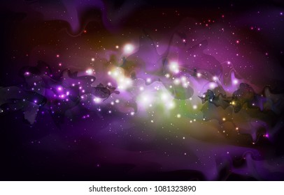 Abstract open space background. Starfield, universe, nebula in galaxy. Vector illustration