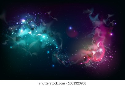 Abstract open space background. Starfield, universe, nebula in galaxy. Vector illustration