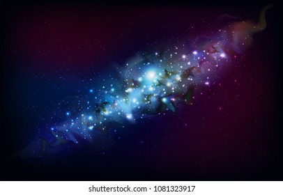 Abstract open space background. Starfield, universe, nebula in galaxy. Vector illustration