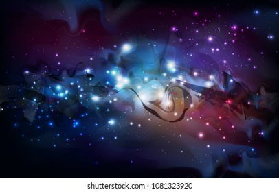 Abstract open space background. Starfield, universe, nebula in galaxy. Vector illustration