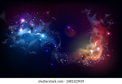 Abstract open space background. Starfield, universe, nebula in galaxy. Vector illustration