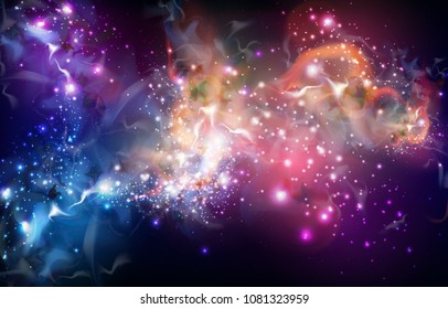 Abstract open space background. Starfield, universe, nebula in galaxy. Vector illustration