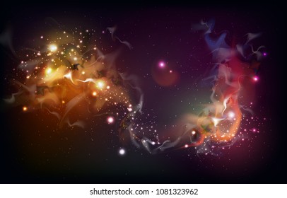 Abstract open space background. Starfield, universe, nebula in galaxy. Vector illustration