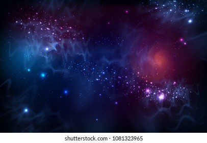 Abstract open space background. Starfield, universe, nebula in galaxy. Vector illustration