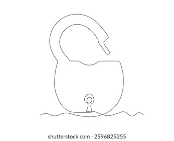 Abstract open, unlocked Padlock, continuous single one line art hand drawing sketch logo 