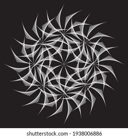 Abstract openwork spiral design element with nets. Modern screen vector design