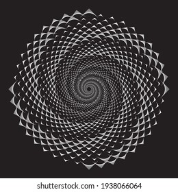 Abstract openwork spiral design element with nets. Modern screen vector design