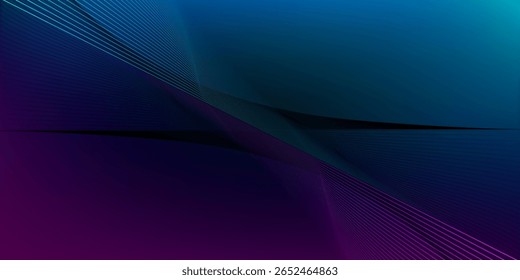 Abstract opposite turquoise and purple lines on the dark background