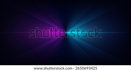 Abstract opposite turquoise and purple lines on the dark background