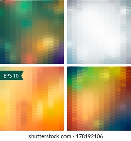 Abstract optic effect colorful triangle pattern background set. Triangle patterns 