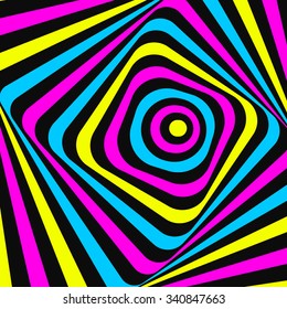 Abstract optic illusion - colorful background. Cmyk concept