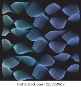 abstract optical art blue gradation wave design on black color background
