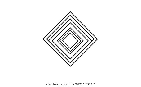 Abstract optical art design featuring nested black diamond outline shapes arranged in a concentric pattern.