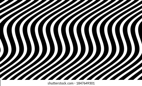 abstract optical art. Wave of many black lines.