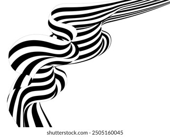arte óptico abstracto. Una ola de muchas líneas en blanco y negro.