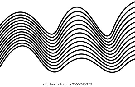 Abstract optical  black wave lines background