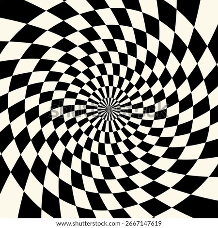 Abstract optical checkerboard spiral pattern background