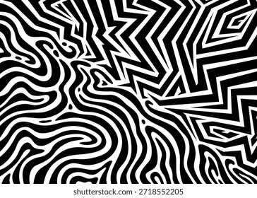 Fondo de patrón de rayas líquidas geométricas ópticas Abstractas. Fondo de arte de Ilustración vectorial