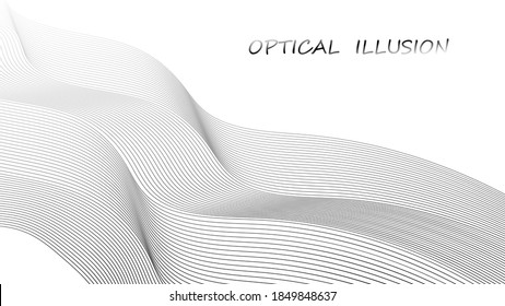 Resumen del fondo de la ilusión óptica. Las líneas negras ondean sobre un fondo blanco. Diseño gráfico. Ilustración del vector