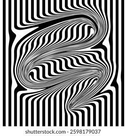 Abstract Optical Illusion Background with Distorted Wavy Lines