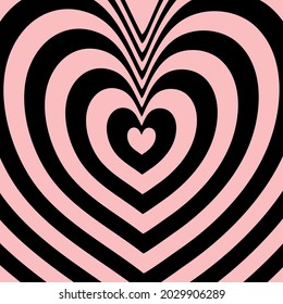 Abstract optical illusion background with a heart.  Vector.	