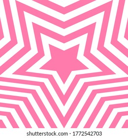 Abstract optical illusion background with a star. Pink and white. Vector.