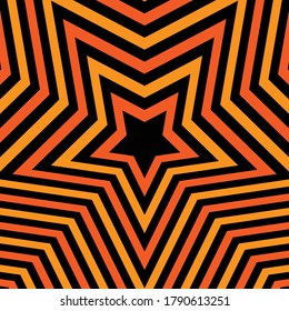 Abstract optical illusion background with a star. Black and orange. Vector.