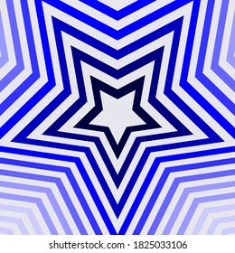 Abstract optical illusion background with a star. Blue and white. Vector.