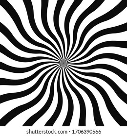 Abstract optical illusion background vector design. Psychedelic striped black and white backdrop. Hypnotic pattern.White and black beam style background. Vector illustration.