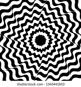 ABSTRACT OPTICAL ILLUSION WITH BLAK AND WHITE COLOR BACKGROUND VECTOR