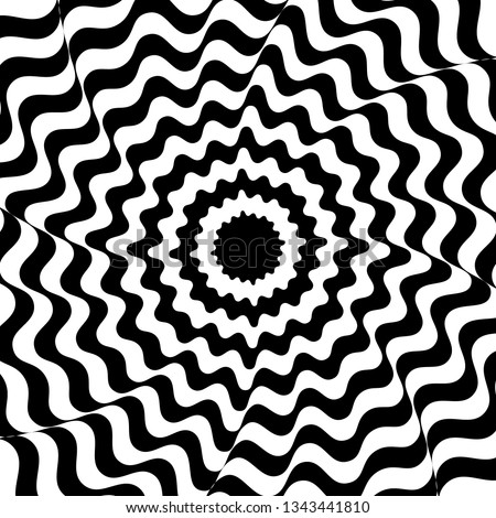 ABSTRACT OPTICAL ILLUSION WITH BLAK AND WHITE COLOR BACKGROUND VECTOR