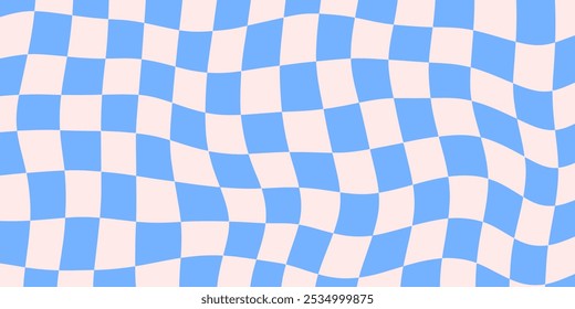 Abstract Optical Illusion Checkered Background. Y2k Acid Geometric Op Art Pattern. Psychedelic Texture Vector Design.